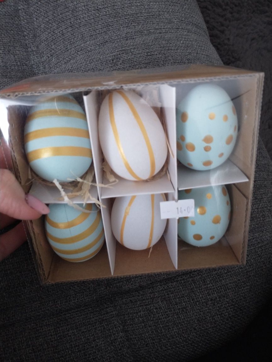 Zestaw jajek do dekoracji Wielkanoc ozdoby zawieszki 6 szt nowe jajka