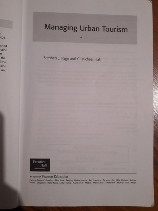 Managing Urban Tourism Stephen J Page and C Michael Hall