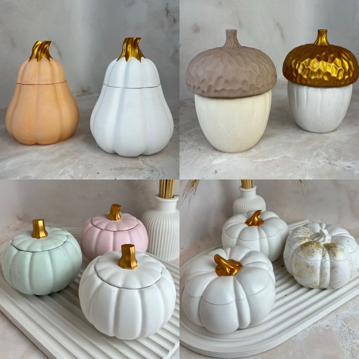 Гарбузи з гіпсу, осінні форми для заливки свічок