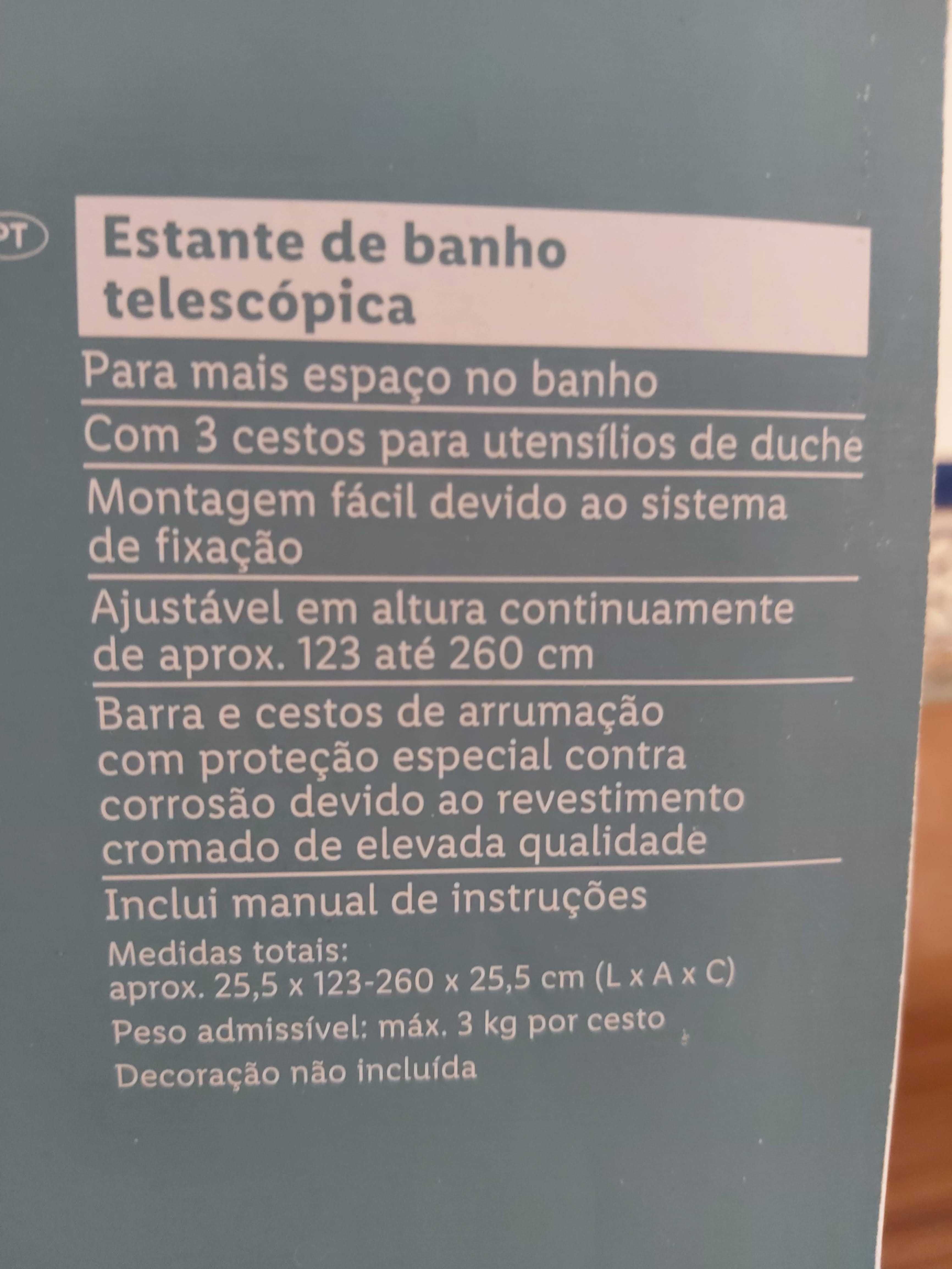 Estante de banho telescópica