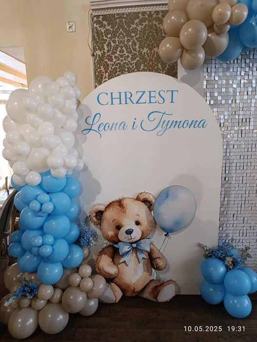 Ścianka balonowa tło do zdjęć 40 dekoracje 30 chrzciny urodziny 18