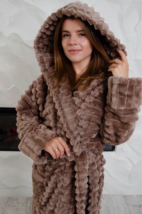 Изысканный женский теплый махровый халат Шарпей, жіночий халат теплий.