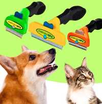 Фурминатор с кнопкой для чистки шерстки у кошек и собак