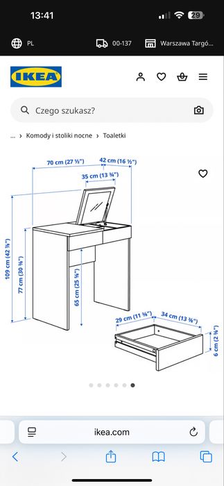 BRIMNES ikea Toaletka, biały, 70x42 cm