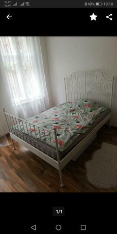 Łóżko Ikea Leirvik 140x200 białe stelaż i materac