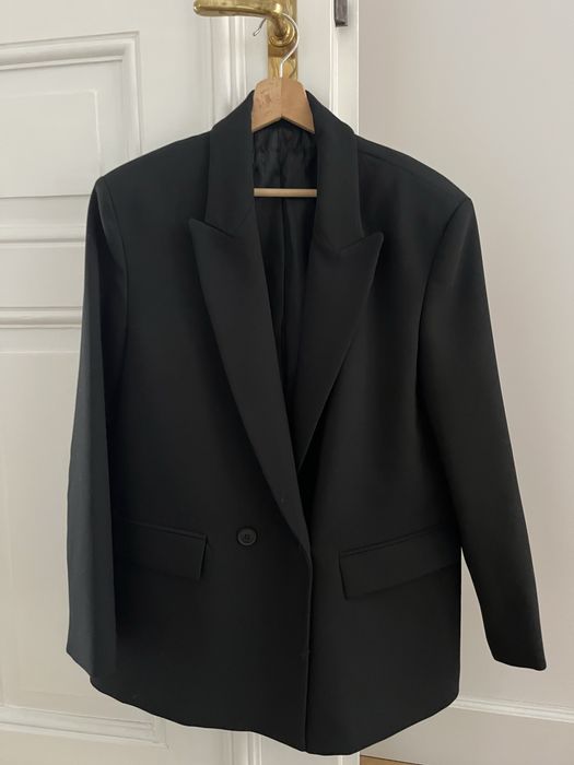 Nowa oryginalna czarna dwurzędowa marynarka oversize ZARA r. M!