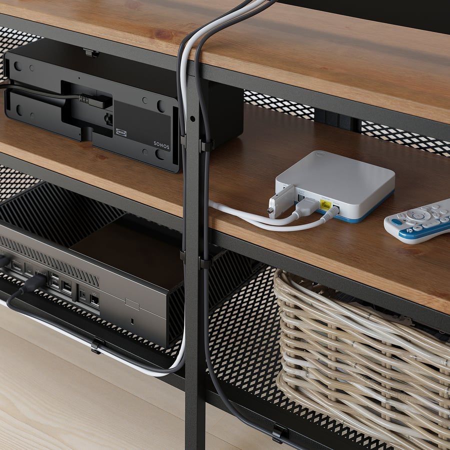 Aparador de televisao IKEA castanho com detalhes pretos