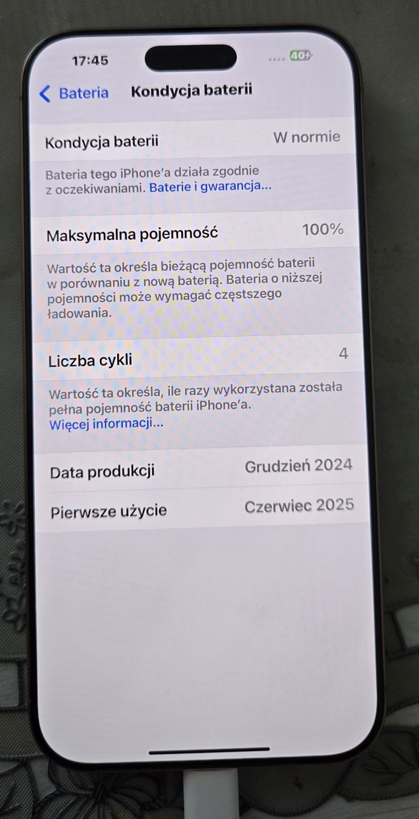iPhone 16 Pro Max (4 cukle ładowania)
