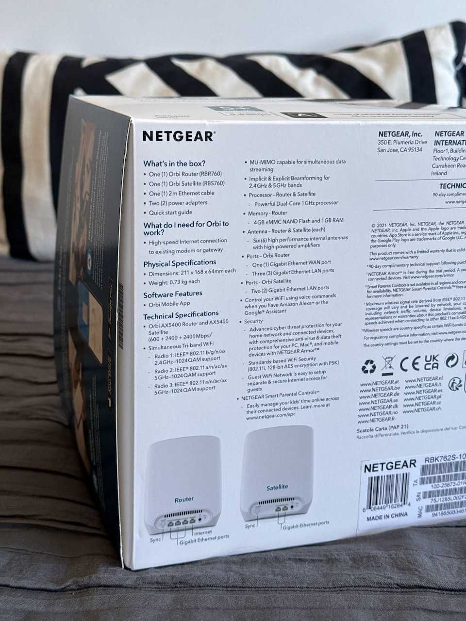 NETGEAR Orbi Mesh Wi-Fi 6 RBK762S - tri-band AX5400 (duas unidades)
