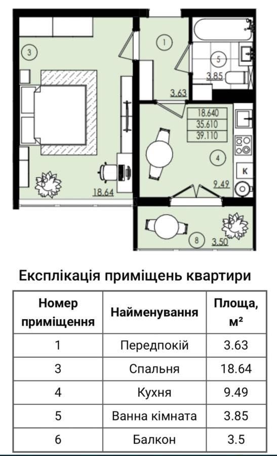 Продаю 1-кімнатну квартиру у ЖК "Вишневому"