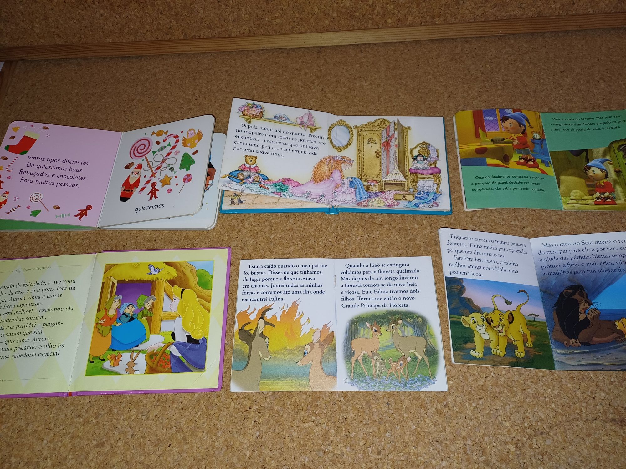 Conjunto 6 Livros de criança , Noddy, Disney, natal, princesa Aurora