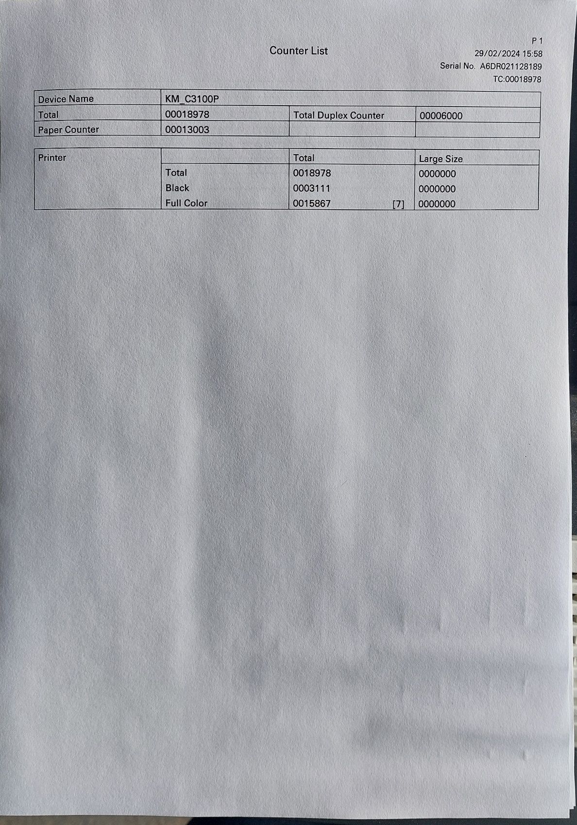 Drukarka laserowa Konica Bizhub 3100P A4, kolor, sieć, duplex