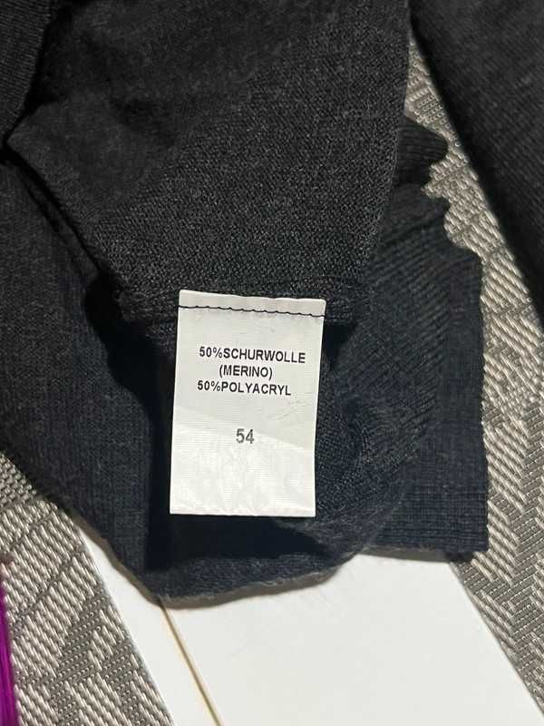 Elegancki męski sweter w serek Walbusch XL wełna merino premium.