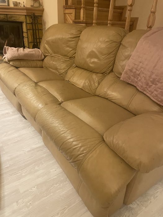 Zestaw wypoczynkowy sofa plus dwa fotele skóra