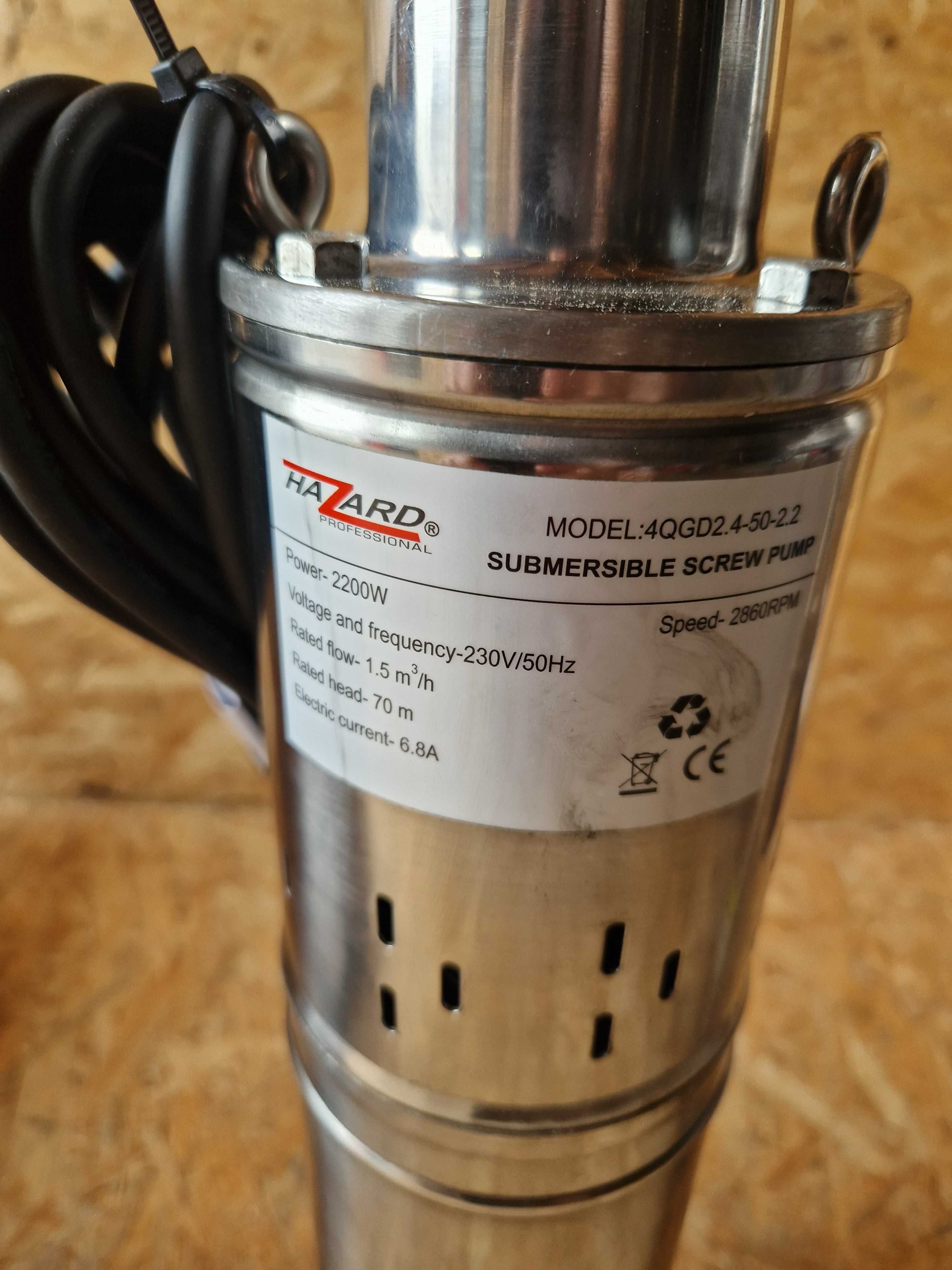 POMPA GŁĘBINOWA ŚRUBOWA 2,2 kw Hazard 60 metrów