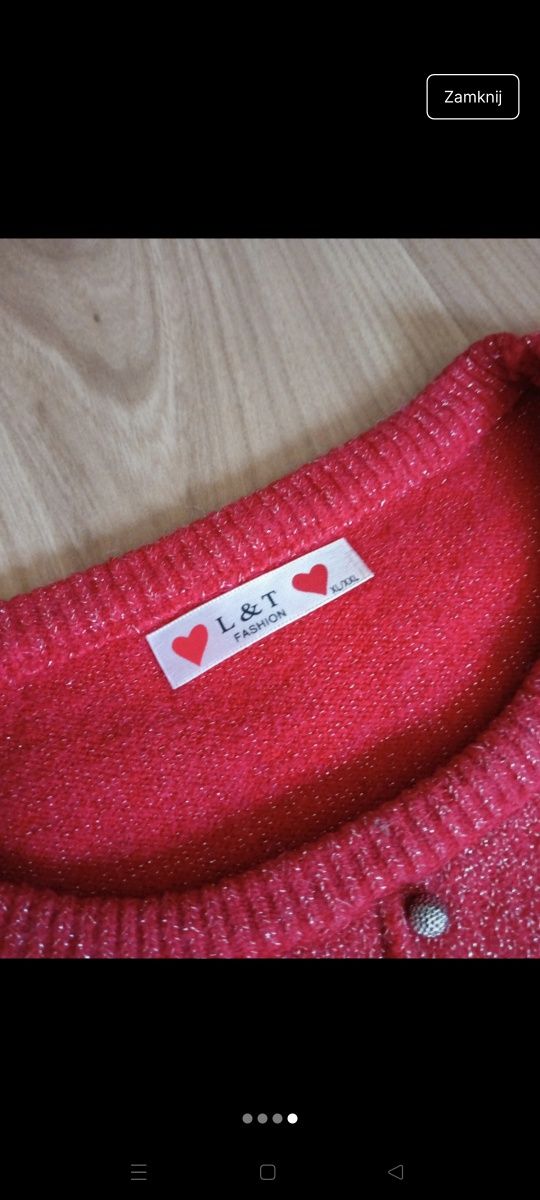 Czerwony sweterek damski XL/XXL z długim rękawem L&T fashion