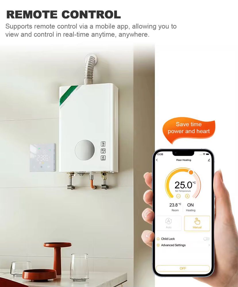 Хіт продажу! Tuya Wi-Fi Термостат EZAIOT V4W Чёрный 16А