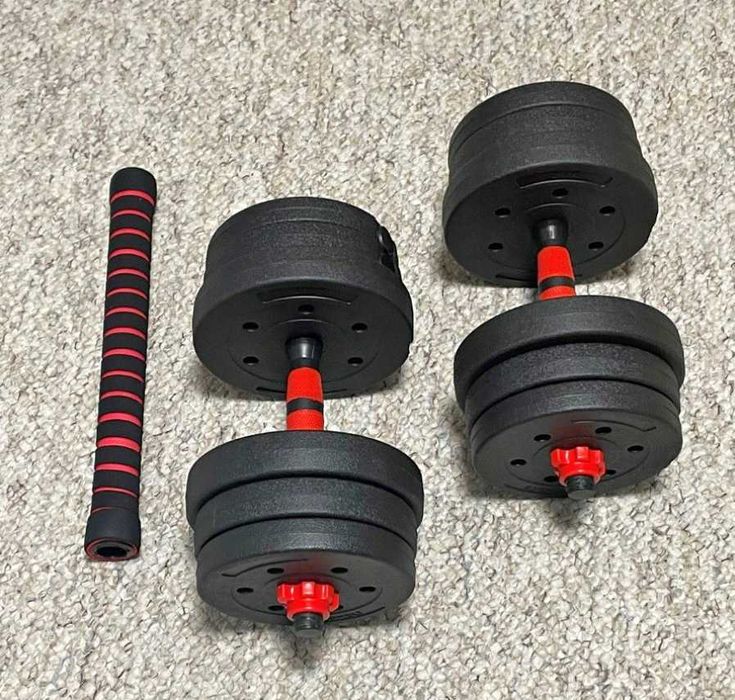 Zestaw HANTLE regulowane bitumiczne 2x10KG gryf sztanga 20KG CIĘŻAR