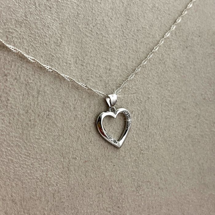 Elegancki Srebrny Naszyjnik Serce Pr. 925 Prezent Dla Kobiety Żony + G