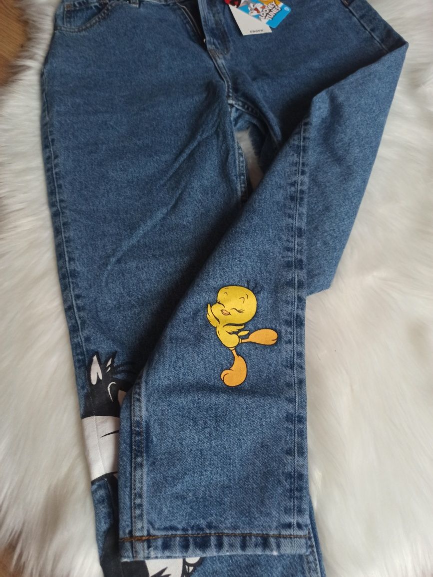 Dżinsy damskie, dżinsy mom damskie CROPP Denim, Disney, Looney Tunes