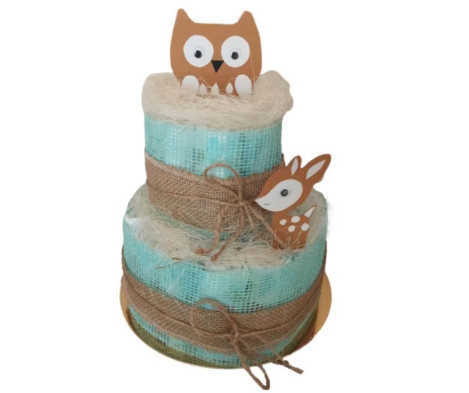 TORT Z PAMPERSÓW HIT! 45 szt. prezent boho babyshower chrzest