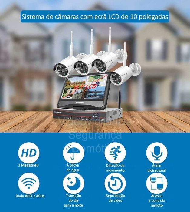 Sistema * 8 Canais CCTV * 4 câmaras * WiFi/Sem Fios * FullHD