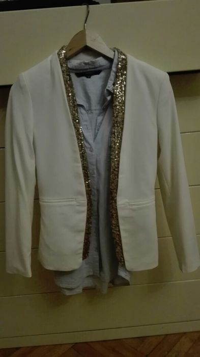 Marynarka kremowa złota cekiny HM 36 S sylwester święta elegancka