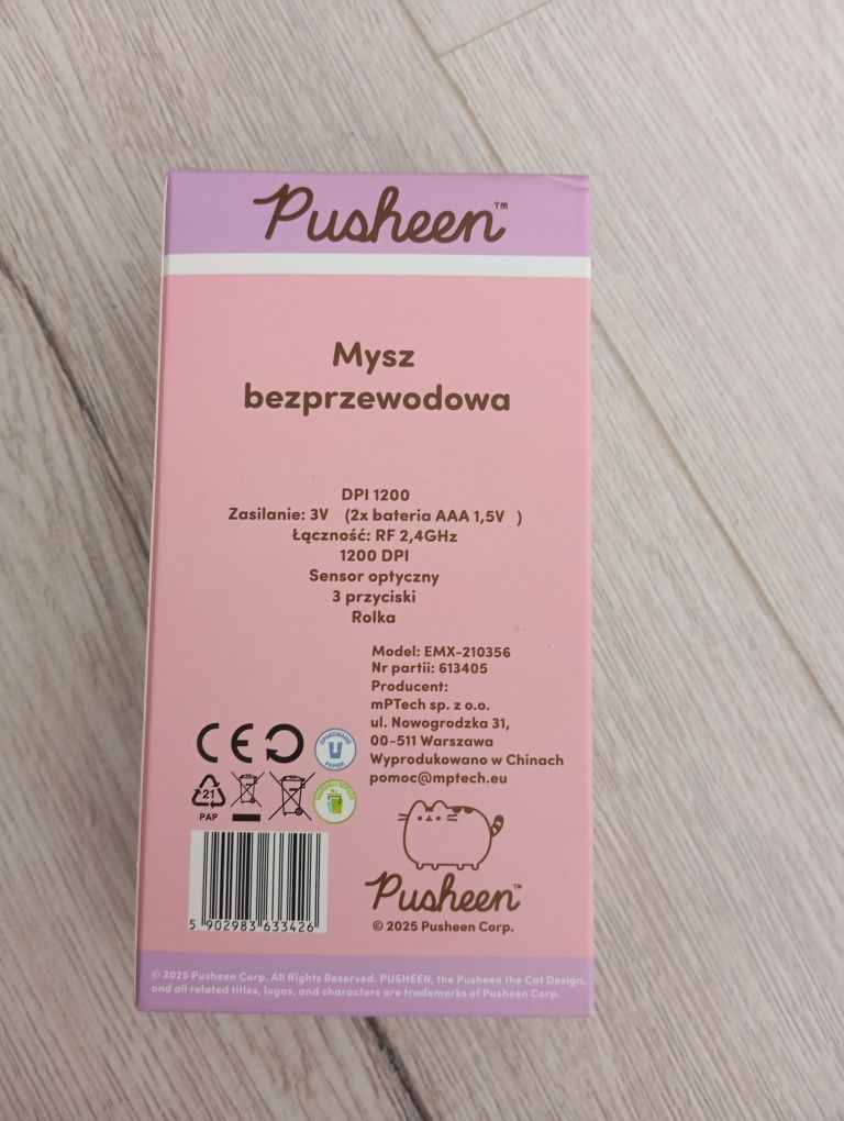 Mysz bezprzewodowa dla fanów Pusheen kolor żółty