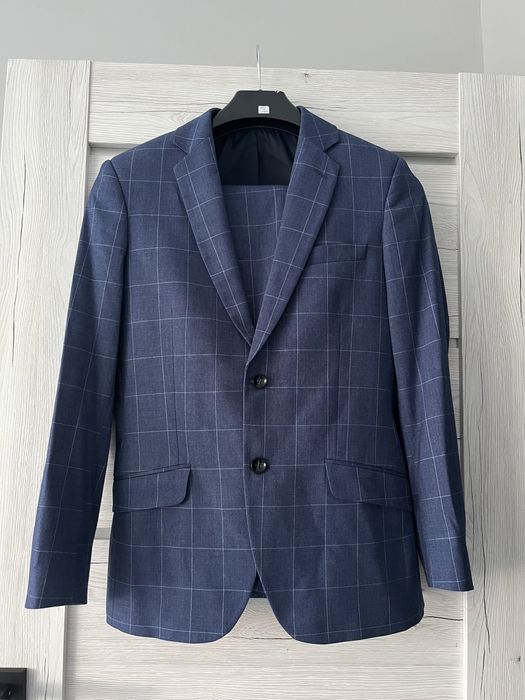 Garnitur męski slim kratka ślubny klasyka pierre cardin