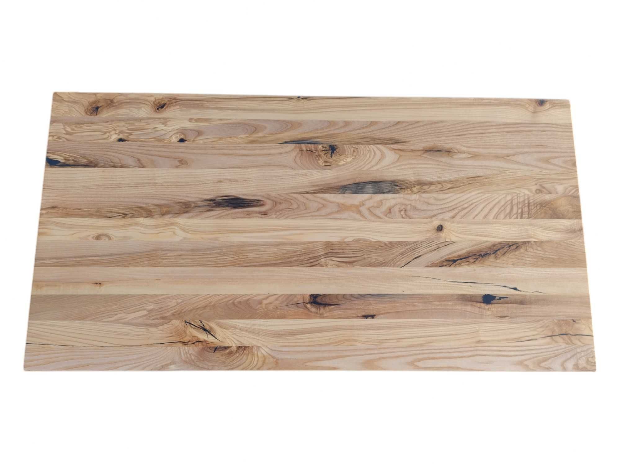 Blat z Litego Drewna Jesion Rustykalny 119x62x2,6cm Gotowy Olejowany