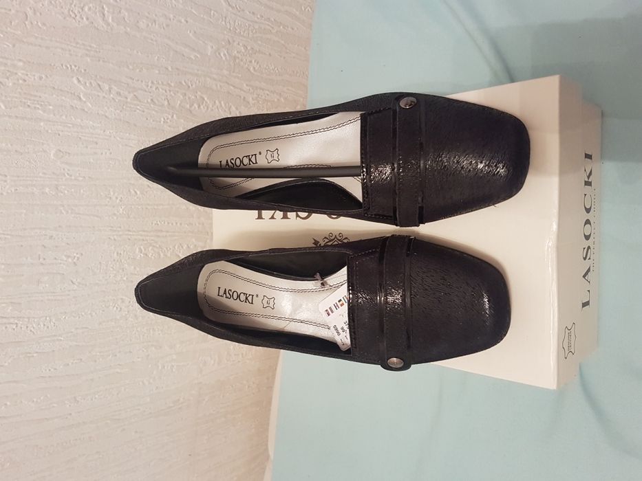 Nowe buty na obcasie LASOCKI 36 skorzane czarne oryginalne eleganckie