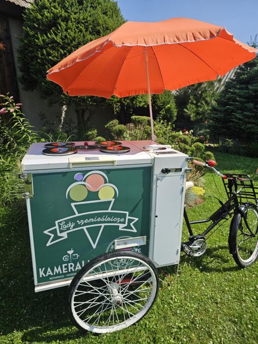 Rower gastronomiczny riksza z lodami chłodnia biznes