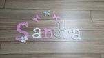 Drewniane literki- imię dziecka, ozdoba 3D Sandra