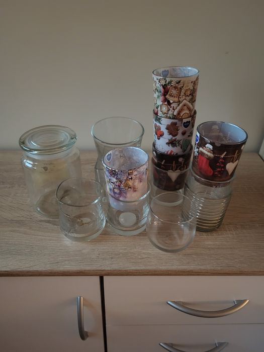 Pojemniczki szklane po świeczkach świeczniki 13 sztuk