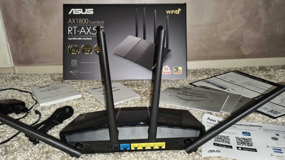 Маршрутизатор (роутер) Asus RT-AX55 AX1800 WiFi6 AiMesh MU-MIMO