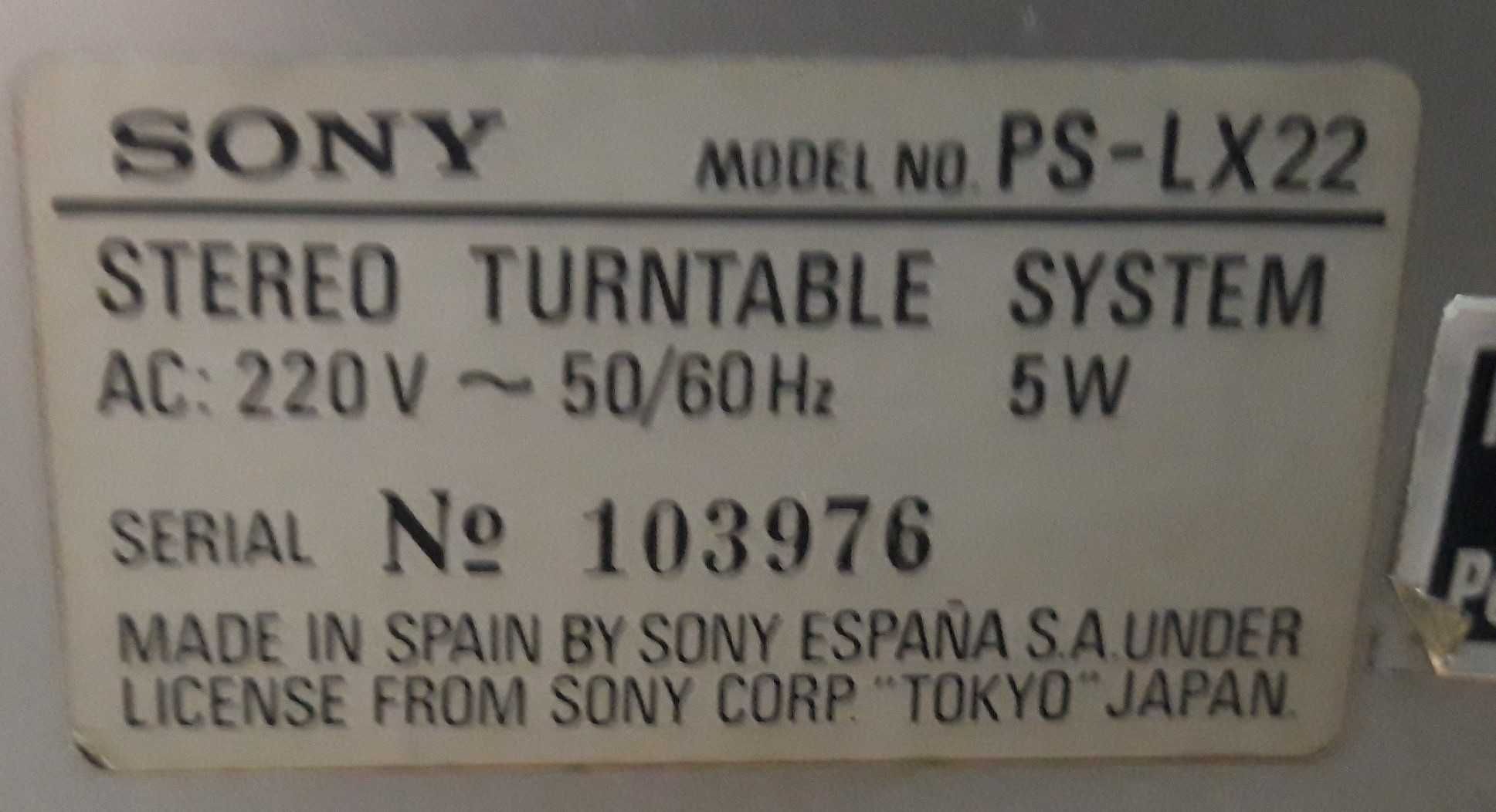 Sony PS-LX 22 Giradiscos 1982