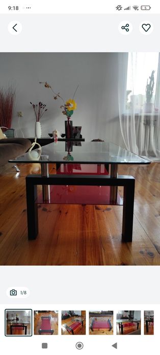 Ławka szklana Signal czarno-czerwona