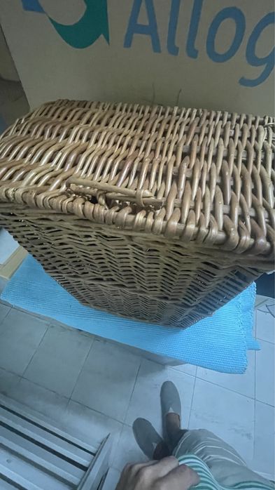 Cesta de verga com fecho e pegas laterais