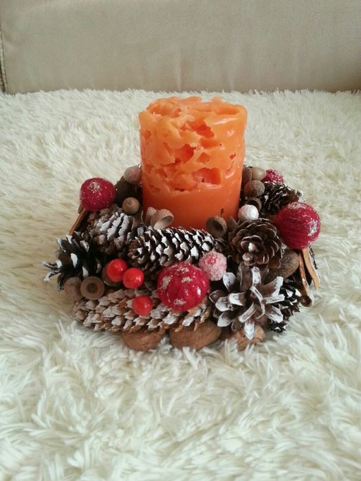 Посвечник и свеча hand made с природных материалов