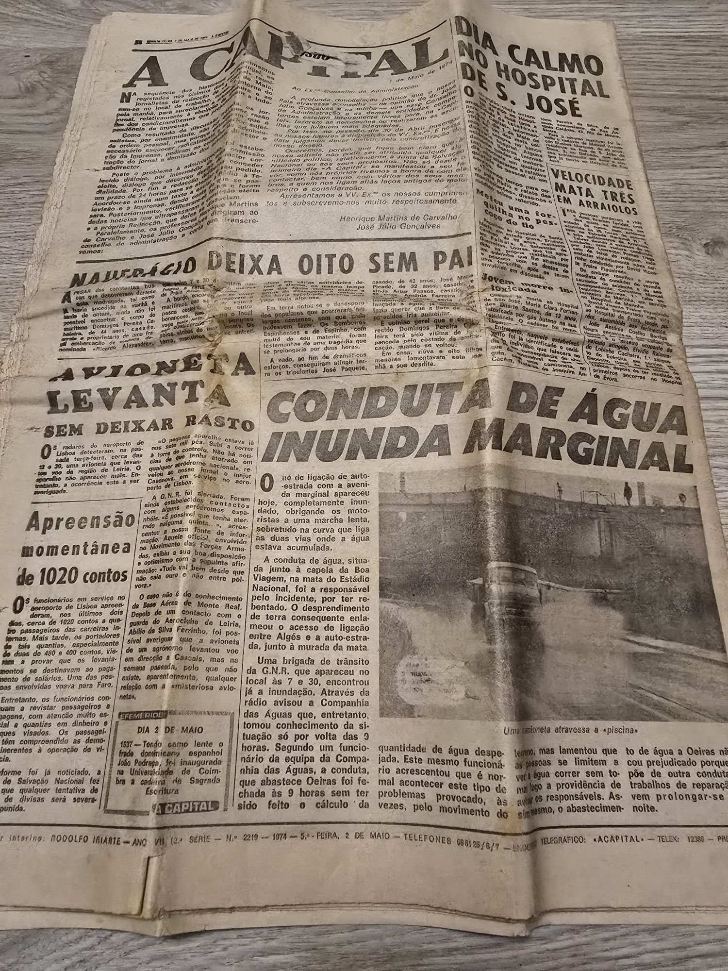 Jornal  " A Capital " de 2 de Maio de 1974