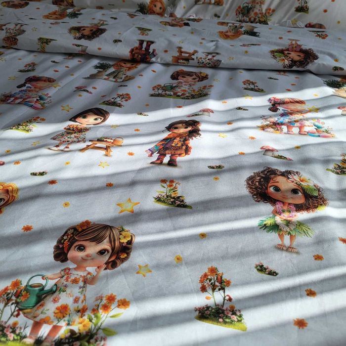 Дитяча постільна білизна з рюшами. Комплект для дівчинки 100% бавовна