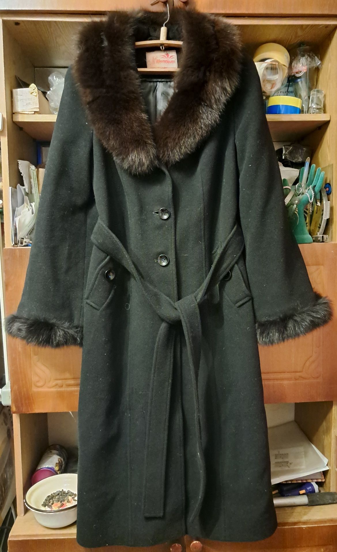 Пальто женское шерсть кашемир мех 50 размер Италия