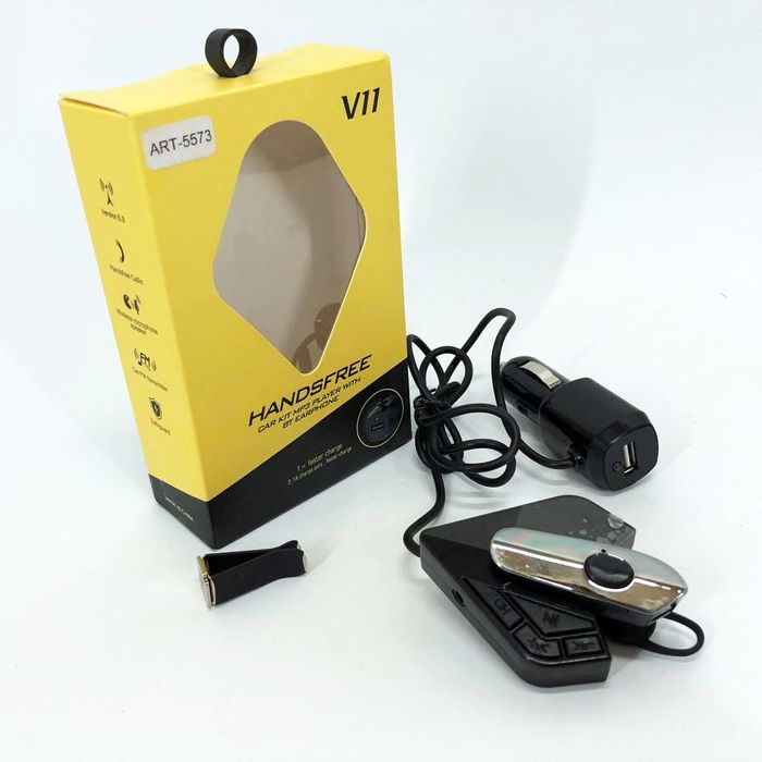Трансмітер FM V11 BT з Bluetooth гарнітурою модулятор, блютуз фм перед