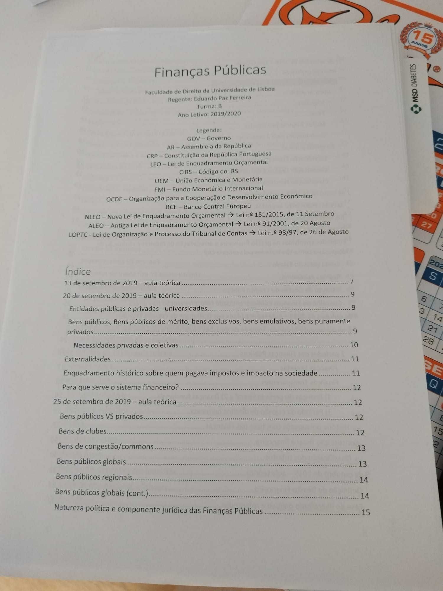 Legislação e resumos de Finanças Públicas