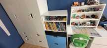 Meble dziecięce IKEA stuva białe niebieskie łóżko biurko mebelki