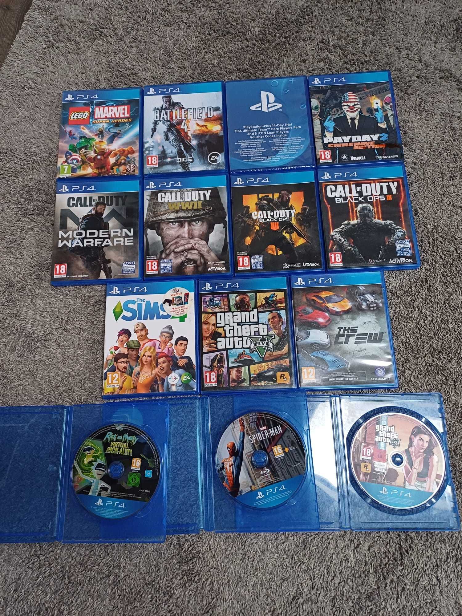 Lego, CoD, SIMS 4, GTA V, Spider-man, Rick and Morty PS4
