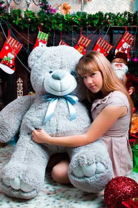 Плюшевий ведмедик Teddy Boom Веня,170 см,сірий