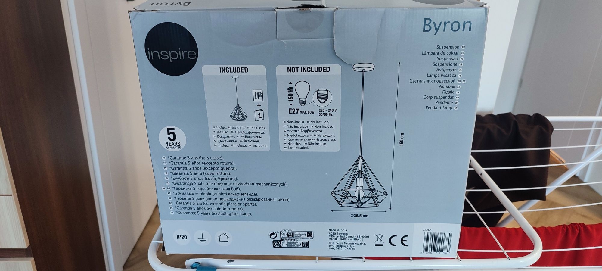 Lampa wisząca Byron czarna E27 Inspire