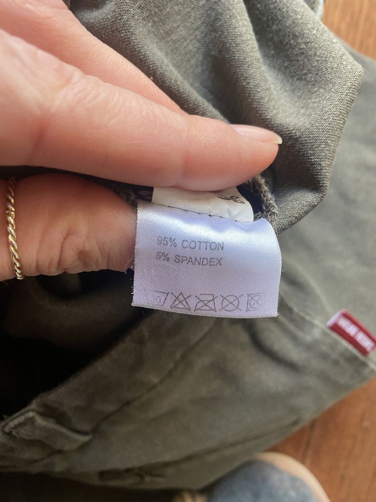 Bryczesy z długim lejem S spodnie do jazdy konnej zielone khaki