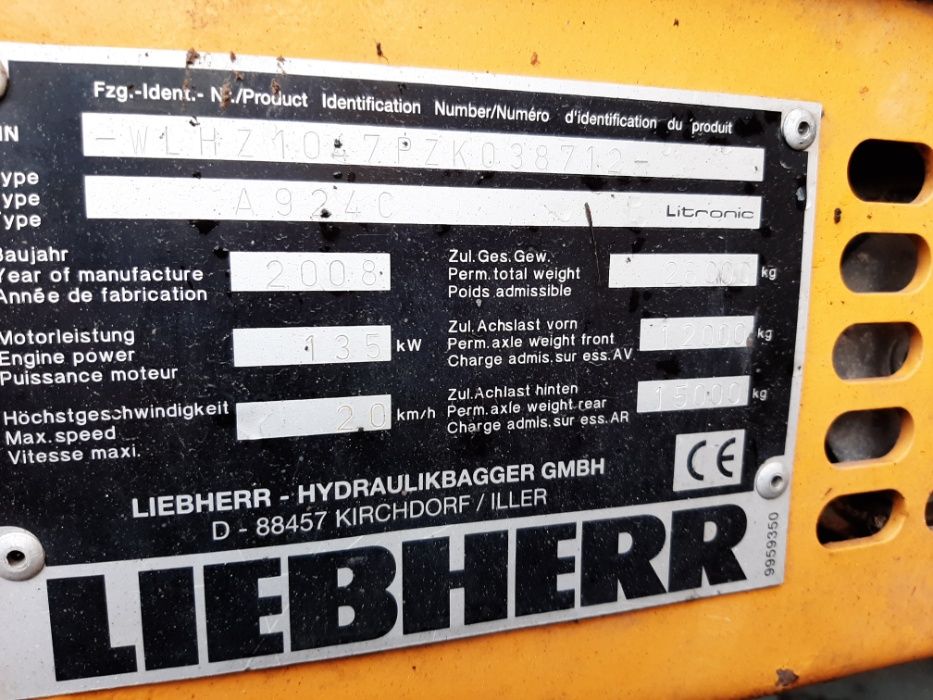 Części do koparki Liebherr 924C litronic, 2008 rok, przeładunkowa